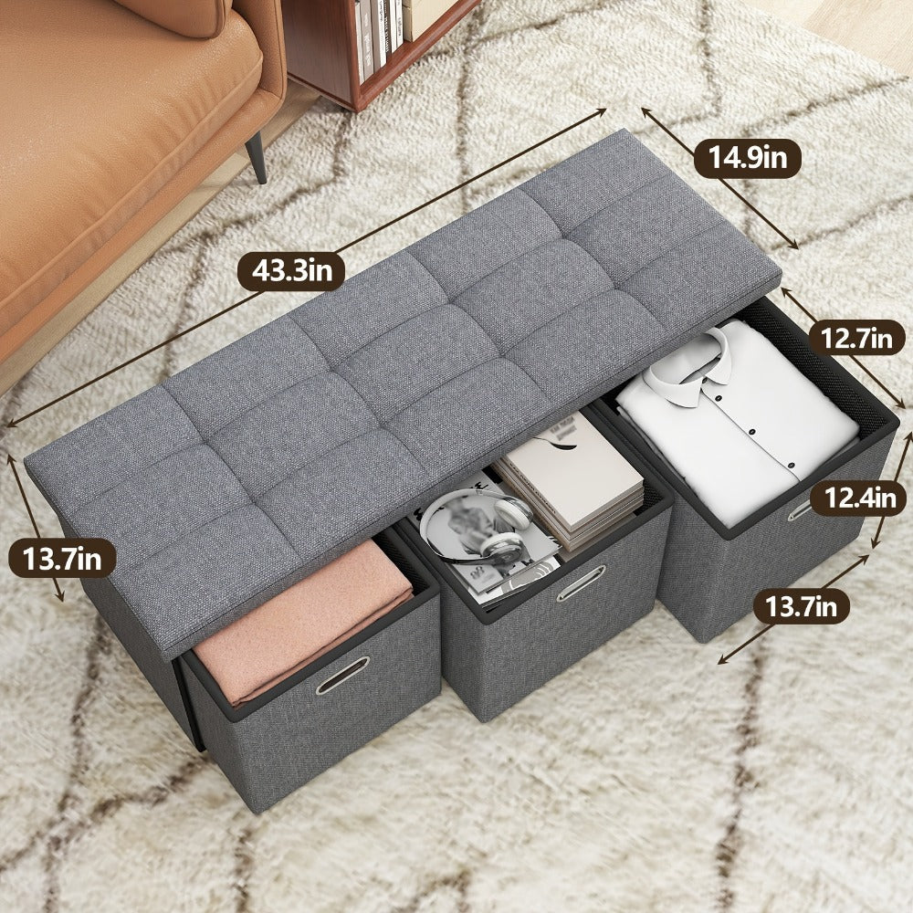 43-Inch Storage Ottoman with Hidden Storage and Footrest for Living Room detail image - detail view 11