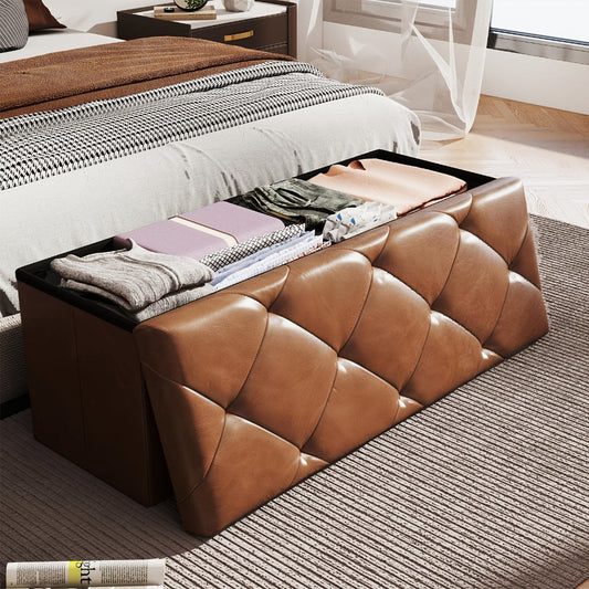 43-Inch Storage Ottoman with Hidden Storage and Footrest for Living Room detail image