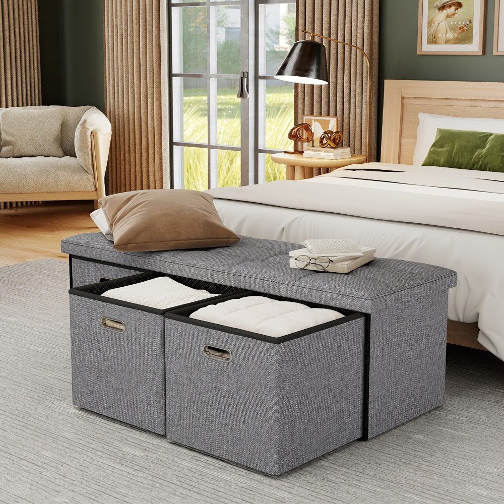 43-Inch Storage Ottoman with Hidden Storage and Footrest for Living Room detail image - detail view 4