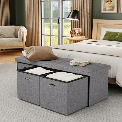 43-Inch Storage Ottoman with Hidden Storage and Footrest for Living Room detail image - detail view 4