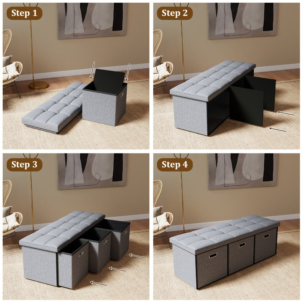 43-Inch Storage Ottoman with Hidden Storage and Footrest for Living Room detail image - detail view 8