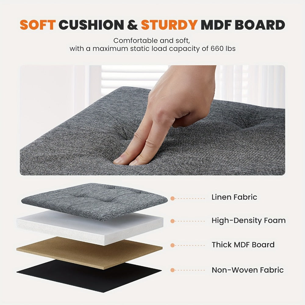 43-Inch Upholstered Ottoman Bench with Hidden Storage and Lift-Top Storage detail image - detail view 10