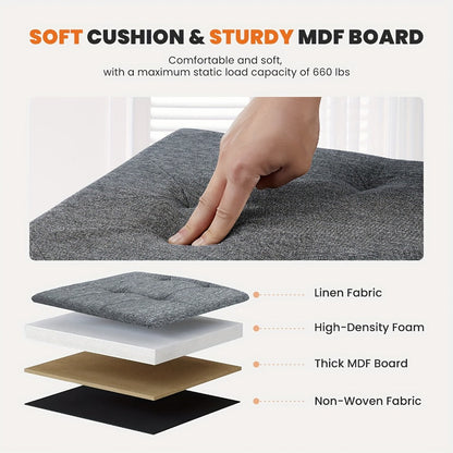 43-Inch Upholstered Ottoman Bench with Hidden Storage and Lift-Top Storage detail image - detail view 10