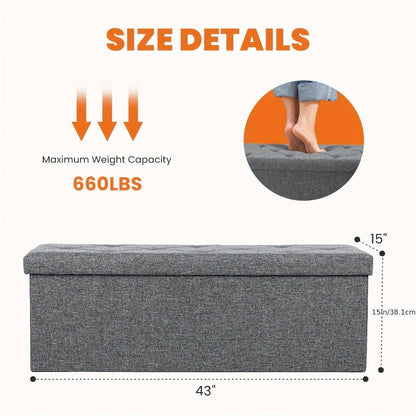 43-Inch Upholstered Ottoman Bench with Hidden Storage and Lift-Top Storage detail image - detail view 3