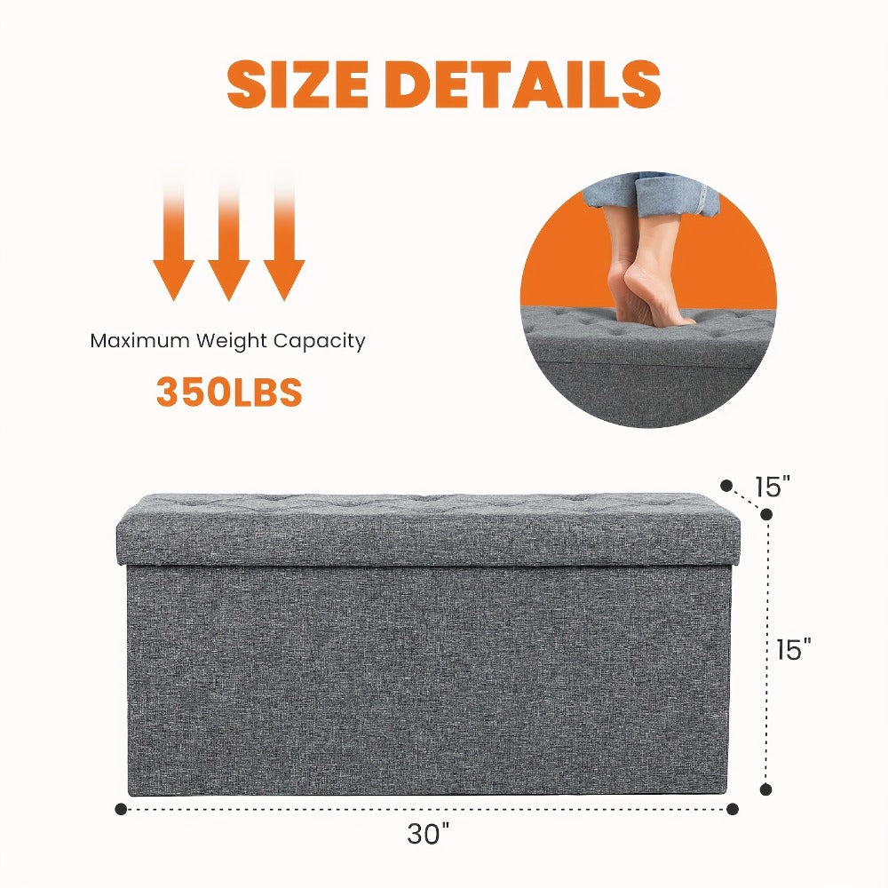 43-Inch Upholstered Ottoman Bench with Hidden Storage and Lift-Top Storage detail image - detail view 5