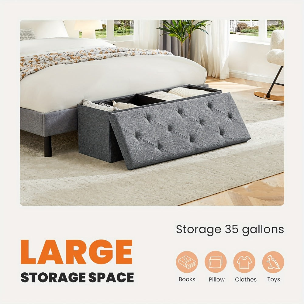 43-Inch Upholstered Ottoman Bench with Hidden Storage and Lift-Top Storage detail image - detail view 7