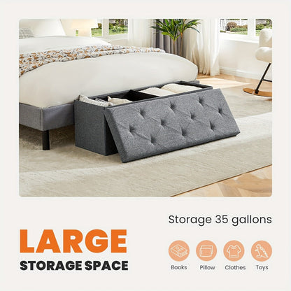 43-Inch Upholstered Ottoman Bench with Hidden Storage and Lift-Top Storage detail image - detail view 7