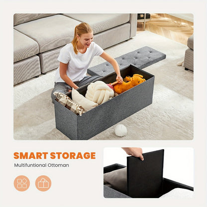 43-Inch Upholstered Ottoman Bench with Hidden Storage and Lift-Top Storage detail image - detail view 8