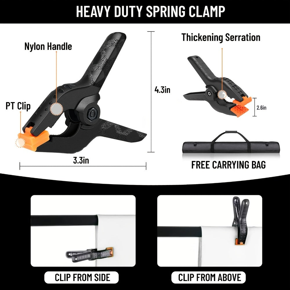 Photography Backdrop Support Kit in 10 x 10-Foot Size with Two Tripods, Four Crossbars, Four Clamps and Carry Bag