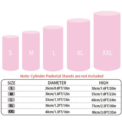 Party Decorations Five Stretch Fabric Cylinder Stand Covers in White or Pink with S–XXL Sizes