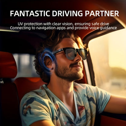 Open-Ear Audio Glasses with Bluetooth Built-In Speaker & Mic – Hands-Free Calls & Music | Lightweight Smart Eyewear for Cycling Driving Fishing Hiking Travel Office | Black & White | Wearable Tech Gift