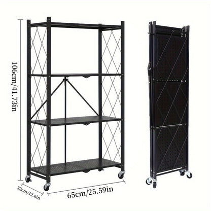 Rolling Storage Shelf with Wheels 3 4 5 Tier Foldable Office File Rack Mobile Floor Standing Organizer for Home Office Black White