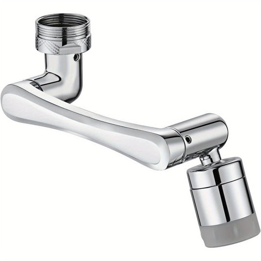 1440° Rotating Faucet Extender Brass Multifunctional 1080° 360° Swivel Robotic Arm Sink Aerator 2 Water Outlet Modes for Kitchen Bathroom Silver