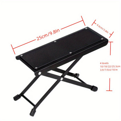 Adjustable Pedicure Footrest with Four-Level or Six-Level Scissor Stand and Textured Black Top Platform