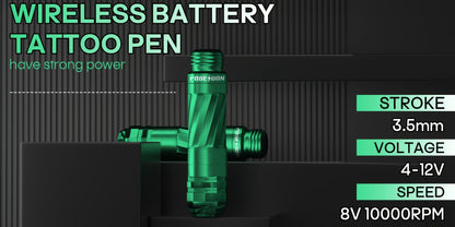 Tattoo Machine Kit POSEIDON V3 PRO LTK06 Wireless Pen with Extra 1400mAh Battery, LCD, 20 Cartridges and 6 Inks