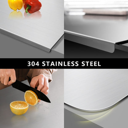 Stainless Steel Cutting Board – 304 Grade Butcher Block Rolling Board, Large Kitchen Chopping Board for Meat, Vegetables & Bread, Non-Slip Household Kitchen Supplies
