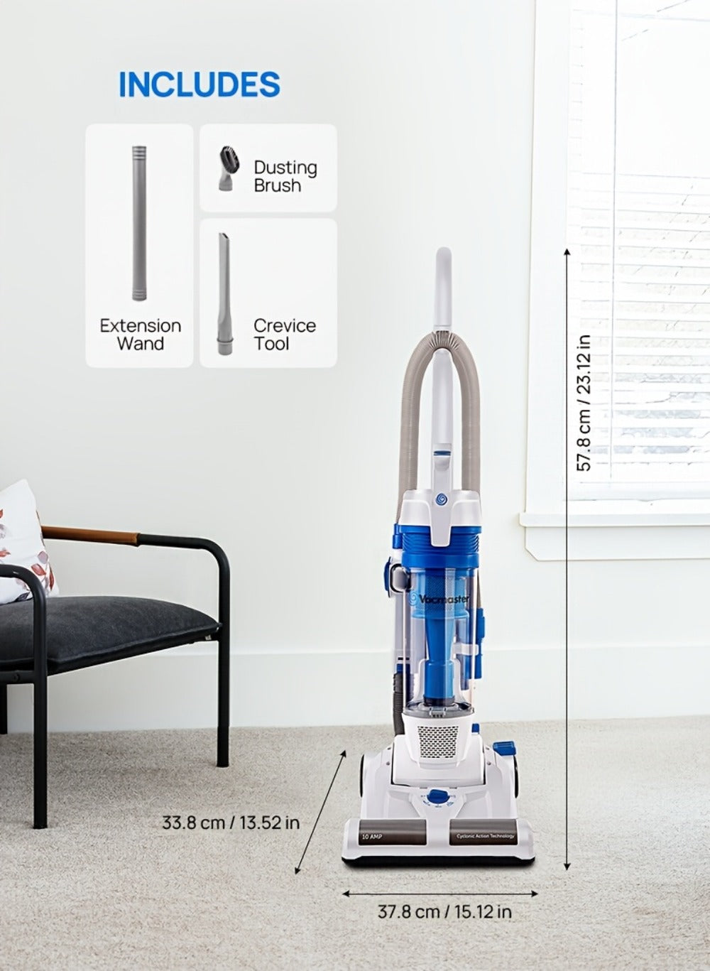 Vacmaster UC0101 Bagless Upright Vacuum Cleaner with 13-Inch Cleaning Path, 20-Foot Cord and Hand Tools