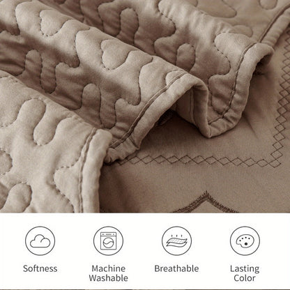 Quilt Set 3 Piece Floral Embroidery Bedspread - 100% Polyester Wrinkle Resistant Lightweight Quilted Coverlet with 2 Pillow Shams for Full Queen King Bed, Elegant Bedroom Decor in 19 Colors