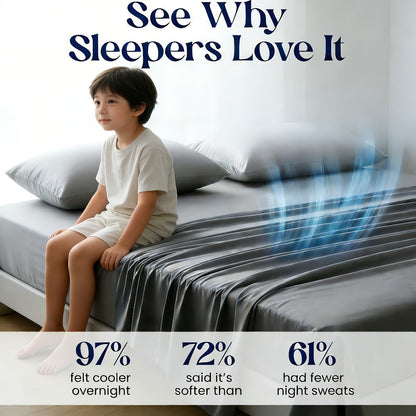 Bamboo Blend Cooling Bed Sheet Set 4pcs – Ultra Soft Breathable Kids Sheets, Deep Pocket Fitted Sheet 18"-24", 2200TC Shrink & Wrinkle Resistant, All-Season Hotel Luxury Bedding, Twin Full Queen King