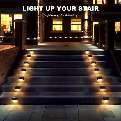Solar Deck and Step Lights, 8- to 32-Piece Packs in Black, White or Brown with Integrated Panels