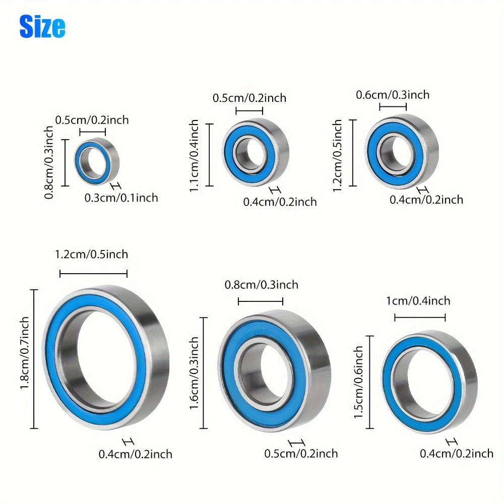 21-Piece Sealed Ball Bearing Set for Select 1/10 Scale RC Cars, Friction-Reducing Replacement Parts