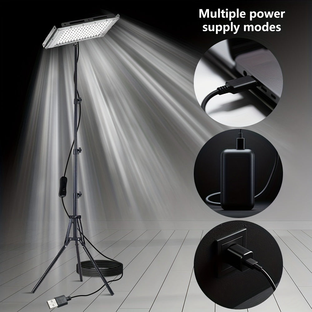 LED Work Light USB Powered 6000K Super Bright – Adjustable Height & Angle Bracket Lamp for Construction Site, Workshop, Office, Barn & Market – 50, 96 or 144 LEDs DC 5V Portable Job Site Light