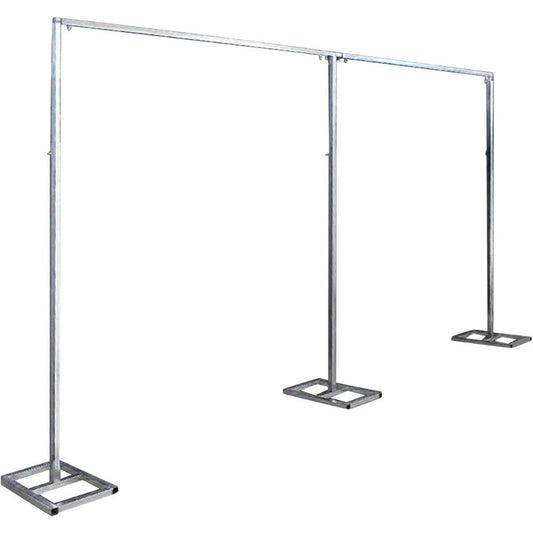 Backdrop Stand 10x20FT Wedding Arch Pipe Kit Square Metal Frame for Photography Party Baby Shower Birthday Stage Background Support Curtain Structure Freestanding Silver