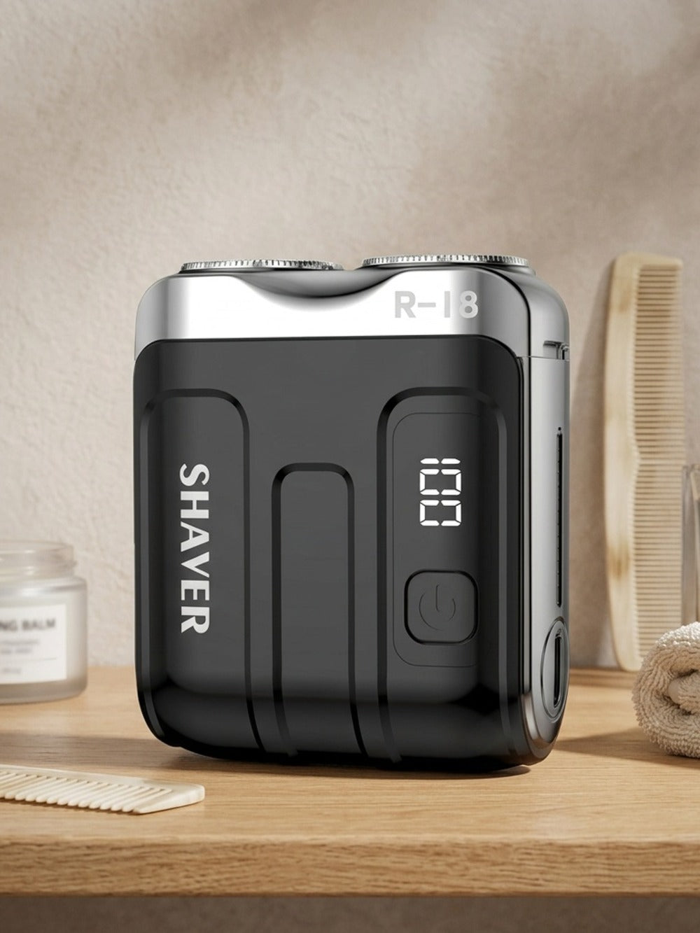 Mini Travel Shaver for Men Dual Floating Blade USB Rechargeable Compact Electric Razor with Digital Display Pocket Size Clean Shave Classic Black Gift for Him Holiday Christmas