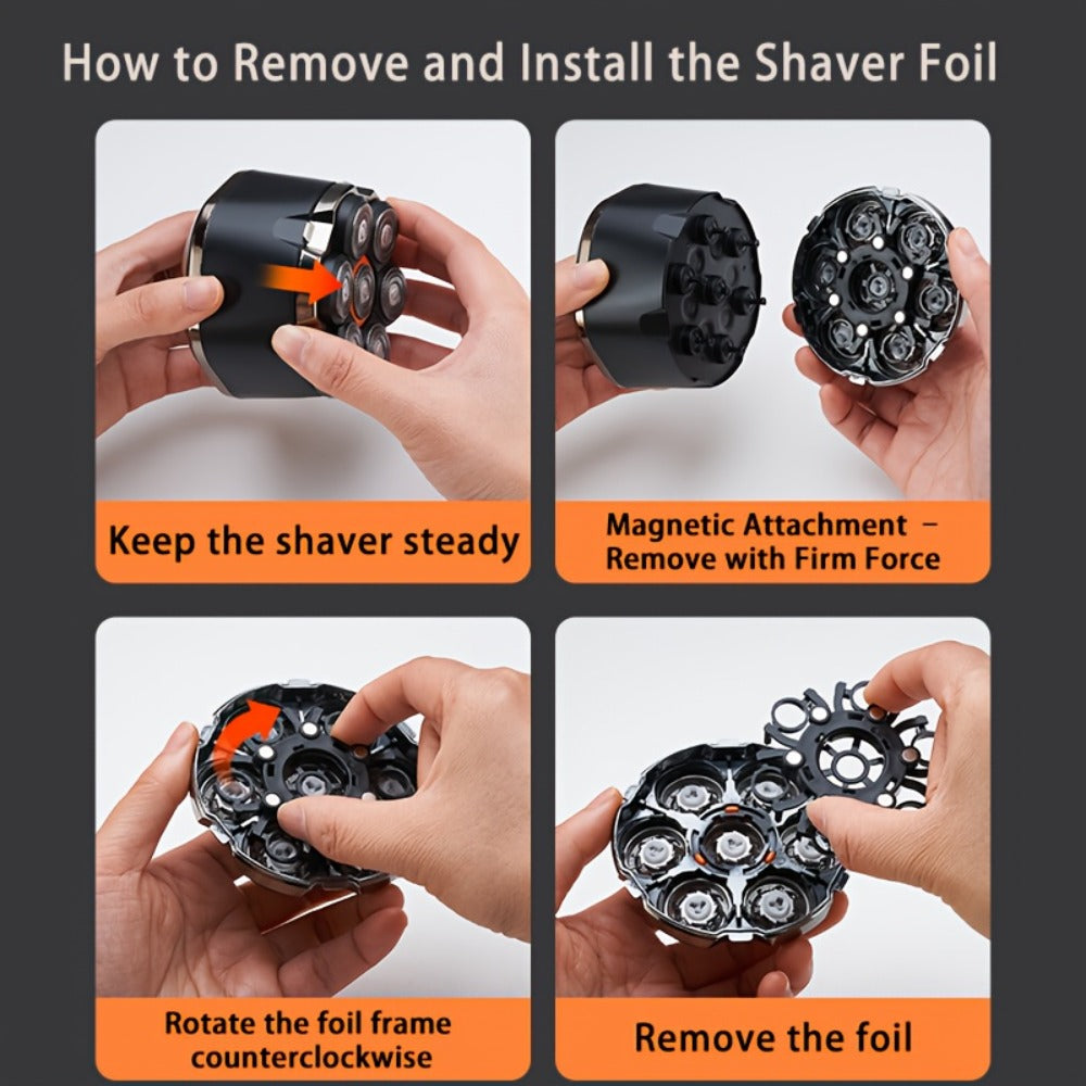 Palm-Size Multi-Rotary Electric Shaver with Display in 5D, 7D and Type A Checkout Styles Pictured