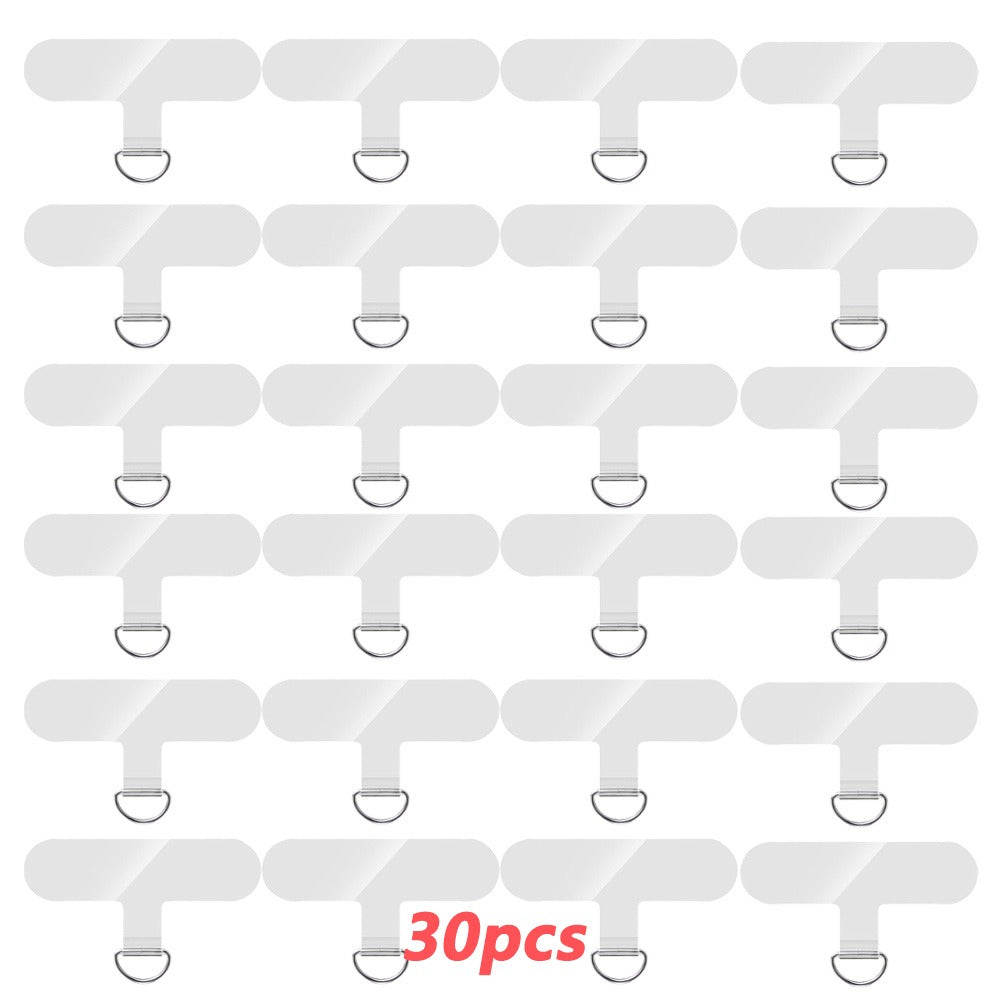 Transparent Phone Lanyard Patches, 30-Piece TPU Adhesive Tether Tab Set with Metal Rings for Full-Cover Phone Cases