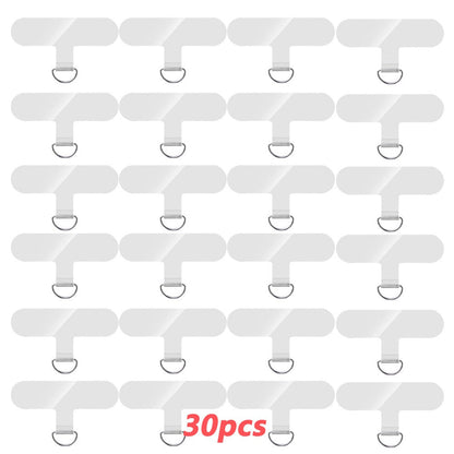 Transparent Phone Lanyard Patches, 30-Piece TPU Adhesive Tether Tab Set with Metal Rings for Full-Cover Phone Cases