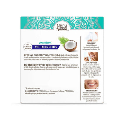 Hydrogen Peroxide Whitening Strips 7-Day Treatment — Non-Slip Dry Strip Technology with Coconut Oil Formula, Removes Coffee Wine & Smoking Stains, Easy Peel-Off for Brighter Smile, Enamel Safe
