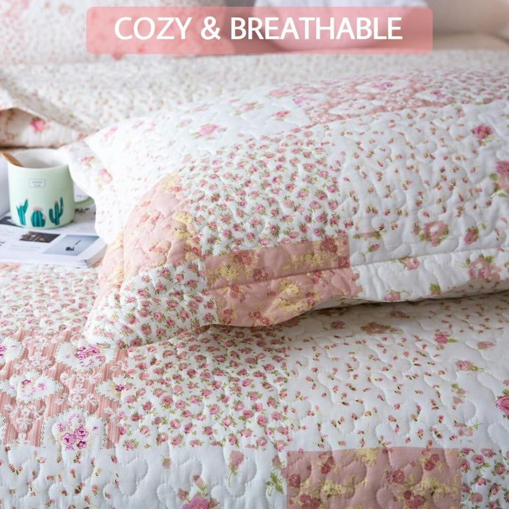 Lightweight Floral Quilt Set in Twin, Queen or King Sizes with 17 Paisley and Patchwork Color Options