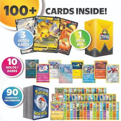 Trading Card Game 100-Plus Card Assortment with Character Artwork and Included Storage Box