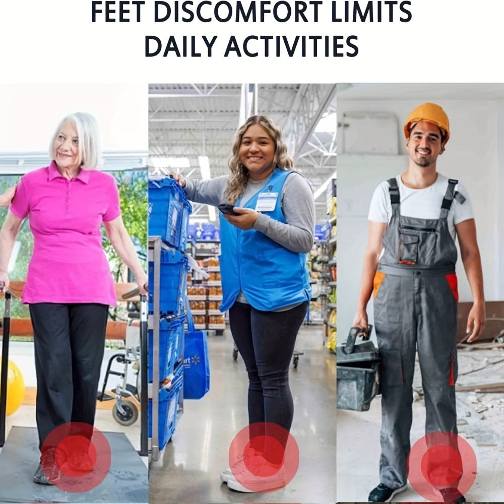 Red or Blue Full-Length Textured Shoe Insoles with Zoned Footbed Pattern in US 4-7, 8-11 and 12-15 Sizes
