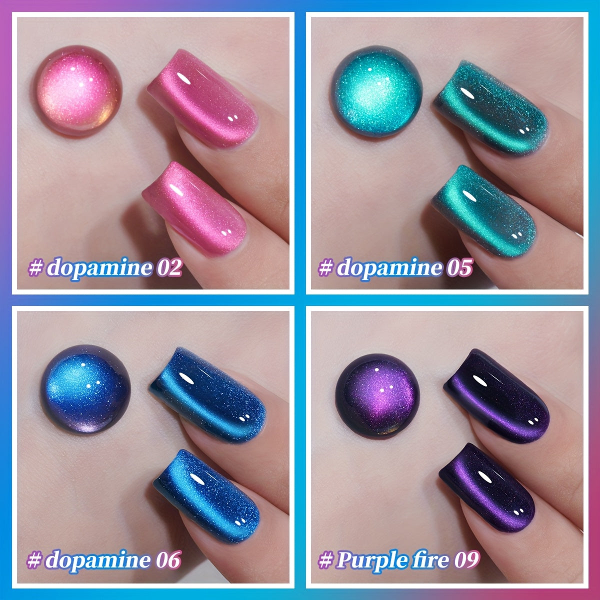 Gel Nail Polish – Cat Eye Set 4 Colors – Interstellar Galaxy Series Magnetic Nail Polish with Dazzling Shimmer Luster, UV LED Soak-Off…
