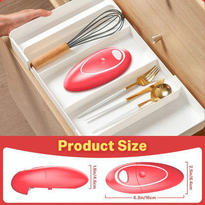 Cordless One-Touch Can Opener with Oval Body in Gray-Red, Black or White-Red Color Options