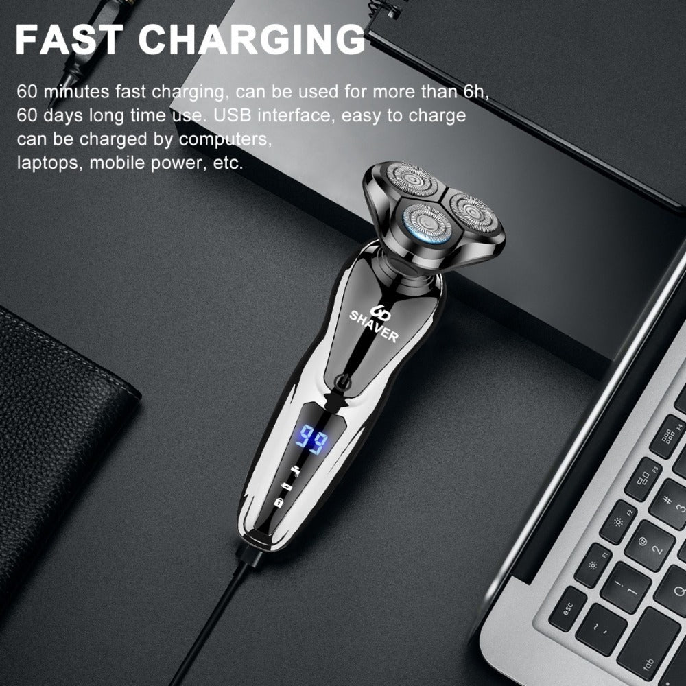 Cordless Foil Electric Shaver for Men 3D Floating Head LED Display Rechargeable Wet Dry Razor Close Shave Beard Trimmer Valentine's Day Gift