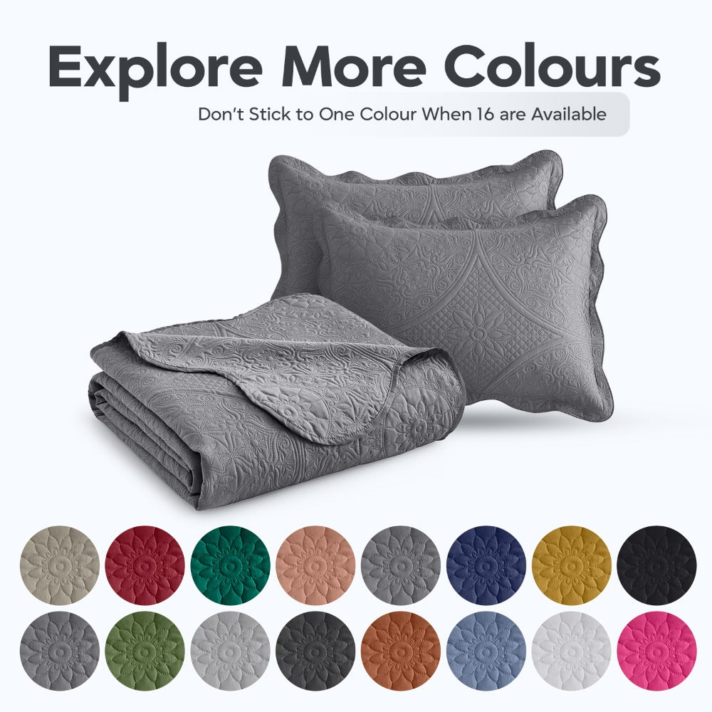 Quilted Bedspread Set 3 Piece – Soft Floral Coverlet with Pillow Shams, Lightweight Breathable Quilt for Bedroom & Guest Room, All Season Bed Cover