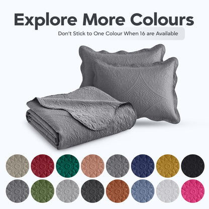 Quilted Bedspread Set 3 Piece – Soft Floral Coverlet with Pillow Shams, Lightweight Breathable Quilt for Bedroom & Guest Room, All Season Bed Cover
