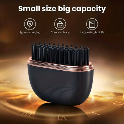 Mini Cordless Hair Straightening Brush with USB Charging, 9.6cm Compact Body and Black Configuration Options