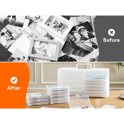 Photo Storage Box with 14 or 18 Inner Keeper Cases in Clear, Black or Multicolor Configurations
