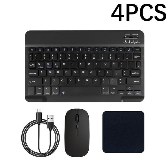 4-in-1 Wireless Keyboard and Mouse Set with Mouse Pad Quiet Rechargeable 2.4G USB Receiver for PC Laptop Tablet Phone Smartphone – Portable Compact Travel Office Keyboard Mouse Combo Bundle