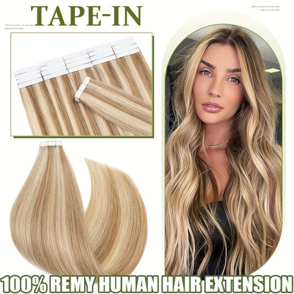 Hair Extensions Straight Brazilian Remy Human Hair Tape-In Set with 10 Pieces, 12–24-Inch Lengths and 11 Colors
