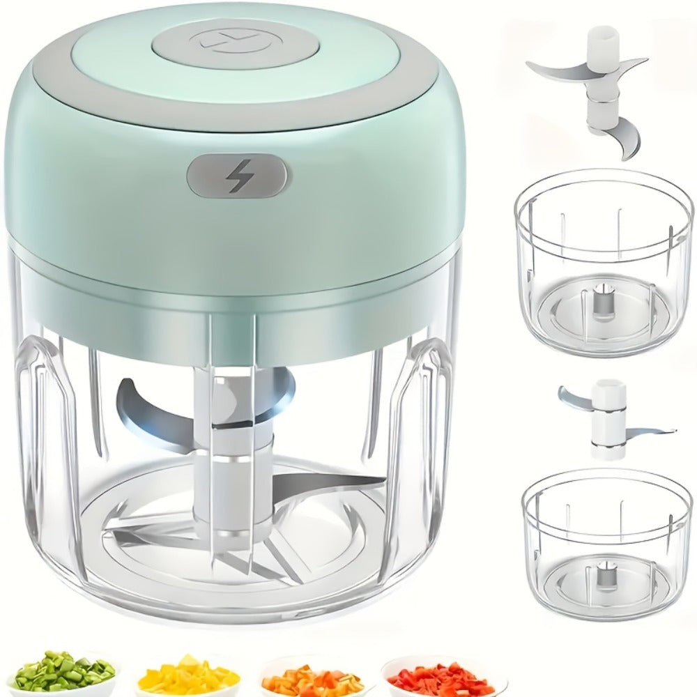 Electric Garlic Chopper & Mini Food Processor – Rechargeable USB Portable Garlic Mincer with 2-Cup Container | Multi-Function Meat Grinder Vegetable Chopper Kitchen Gadget for Garlic Onion Ginger