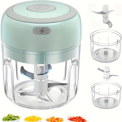 Electric Garlic Chopper & Mini Food Processor – Rechargeable USB Portable Garlic Mincer with 2-Cup Container | Multi-Function Meat Grinder Vegetable Chopper Kitchen Gadget for Garlic Onion Ginger