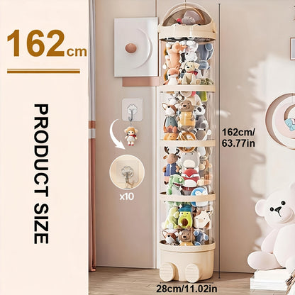 Stuffed Animal Storage Tower – Clear Plastic Toy Organizer with Layered Shelves, Visible Spacious Display Box for Kids Room, Living Room & Bedroom, Great Christmas Gift for Girls