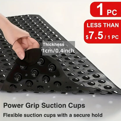 Two-Piece Black Bath Mat Set with Suction Cups, Drain Holes and Three Exact Checkout Options