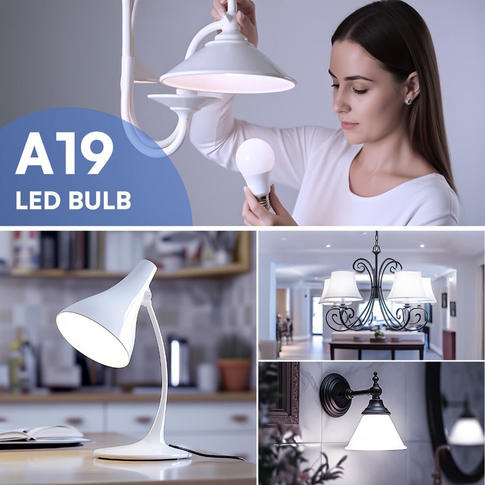 Three-Way A19 LED Light Bulbs with E26 Base and 1500 Lumens in 2700 K or 5000 K, Two or Four Packs