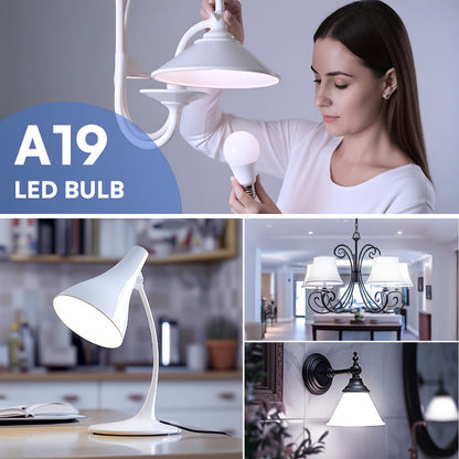 Three-Way A19 LED Light Bulbs with E26 Base and 1500 Lumens in 2700 K or 5000 K, Two or Four Packs